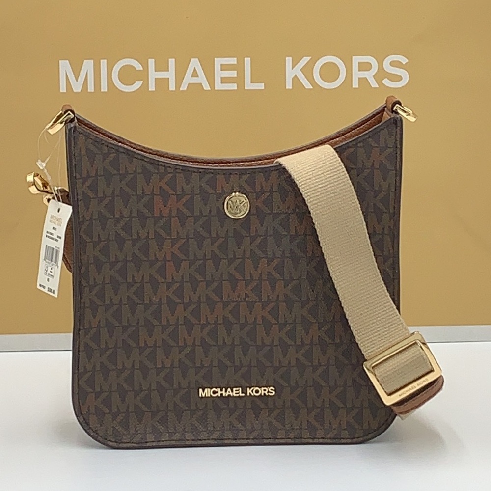 MICHAEL KORS Briley Small Logo Messenger Bag BROWN SIGNATURE COLOR - Picture 9 of 16